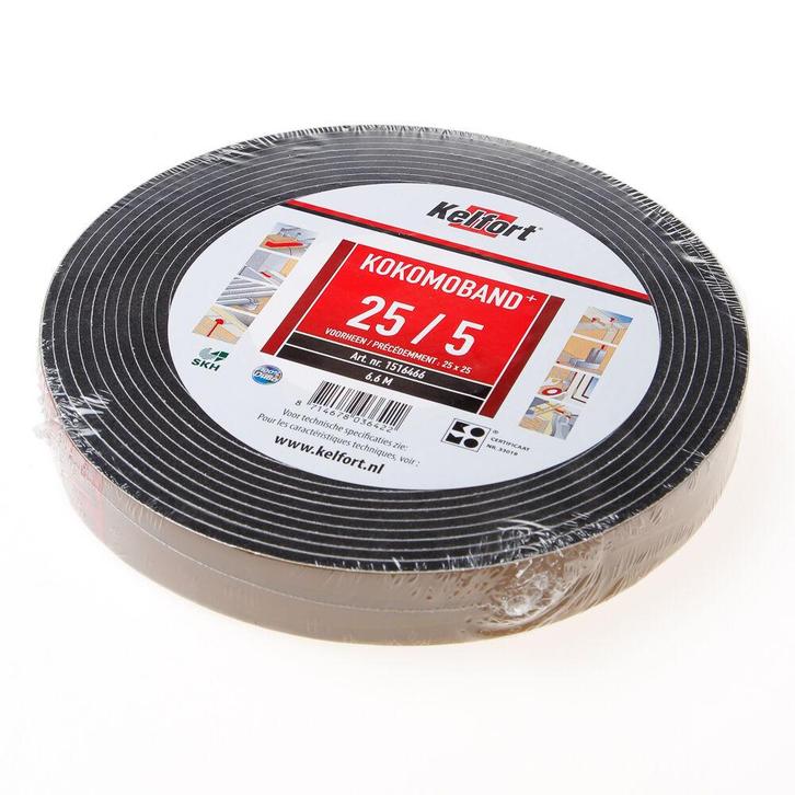OUTLET Kelfort Kokomoband zwart 6.6 meter 25x25 25/5, Doe-het-zelf en Verbouw, Overige Doe-het-zelf en Verbouw, Ophalen of Verzenden
