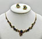 2-delige sieradenset - 18 karaat Geel goud - Saffieren, Sieraden, Tassen en Uiterlijk, Antieke sieraden