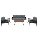 Aluminium 4-Delige Loungeset Houtlook Tuinbank Tafel Stoel, Tuin en Terras, Tuinsets en Loungesets, Verzenden, Nieuw