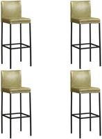 Set van 4 Olijfgroene leren moderne barkrukken - poot vierka, Overige kleuren, Nieuw, Leer, Ophalen of Verzenden