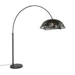 Oosterse booglamp met kap zwart bamboe - Pua, Huis en Inrichting, Lampen | Vloerlampen, Nieuw, Oosters, 150 tot 200 cm
