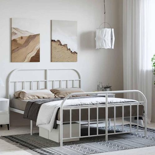 vidaXL Bedframe met hoofd- en voeteneinde metaal wit 150x200, Huis en Inrichting, Slaapkamer | Bedden, Overige maten, 200 cm, Wit