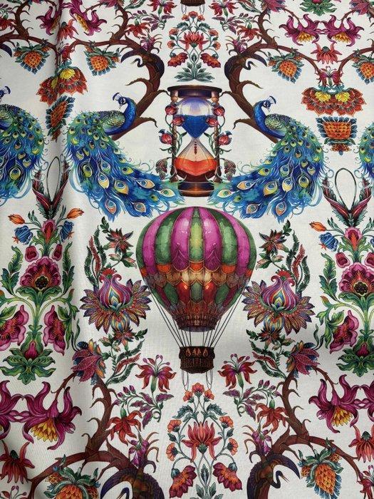 ONTWERP AMAR met PAVOES EN LUCHTBALON Cotton 100% Panama, Antiek en Kunst, Antiek | Kleden en Textiel