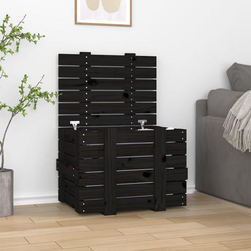 vidaXL Opbergbox 58x40,5x42 cm massief grenenhout zwart, Huis en Inrichting, Woonaccessoires | Kisten, Nieuw, Verzenden