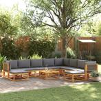 vidaXL 11-delige tuinbankset met kussens acaciahout & touw, Verzenden, Nieuw, Hardhout