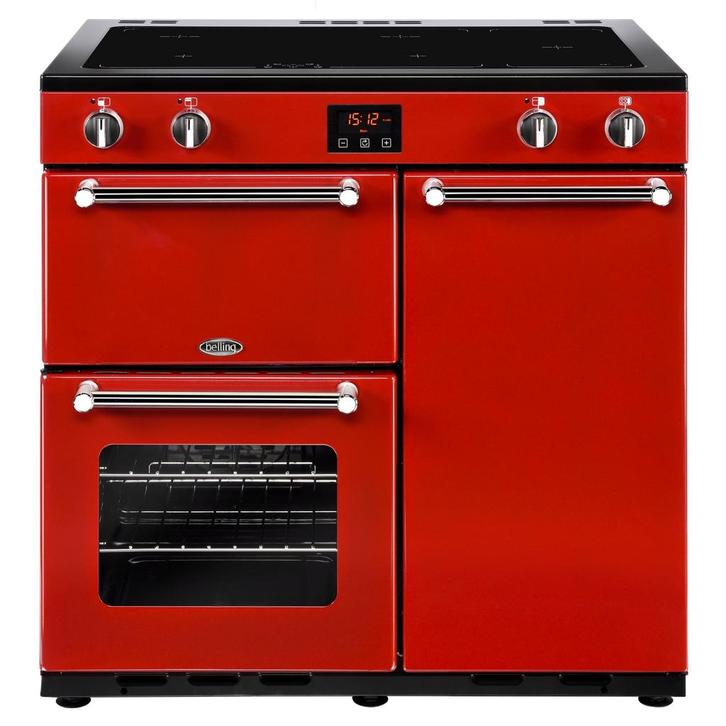 Belling Kensington 90Ei Inductie fornuis Rood2249, Witgoed en Apparatuur, Fornuizen, Nieuw, 95 cm of meer, Ophalen of Verzenden