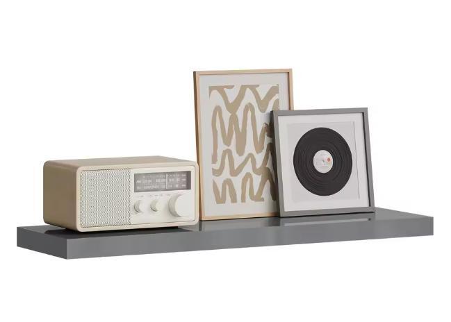 Zwevende Wandplank MDF Grijs – Verborgen Beugel 15kg, Huis en Inrichting, Kasten | Wandmeubels, Nieuw, Verzenden