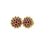 Gouden vintage entourage oorstekers met robijn 18 kt, Ophalen of Verzenden, Nieuw