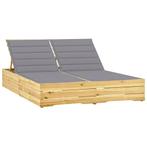 vidaXL Ligbed tweepersoons met grijze kussens geïmpregneerd, Tuin en Terras, Verzenden, Nieuw
