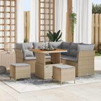 vidaXL Tuin Sofa Set met kussen met opslag 8 pcs beige en, Verzenden, Nieuw, Rotan