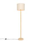 Landelijke vloerlamp hout met linnen kap beige 32 cm - Mels, Huis en Inrichting, Lampen | Vloerlampen, Nieuw, Overige materialen