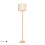 Landelijke vloerlamp hout met linnen kap beige 32 cm - Mels, Nieuw, Overige materialen, Landelijk, 150 tot 200 cm