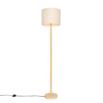 Landelijke vloerlamp hout met linnen kap beige 32 cm - Mels beschikbaar voor biedingen