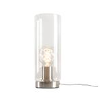 Stalen Design tafellamp Hatice met transparante glazen koker