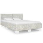vidaXL Bedframe natuurlijk rattan grijs 160x200 cm, Overige materialen, Verzenden, 200 cm, Grijs