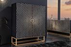 Design Highboard ILLUSION 120cm zwart mangohout massief hout, Huis en Inrichting, Kasten | Dressoirs, Ophalen of Verzenden, Nieuw