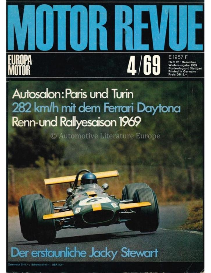 1969 MOTOR REVUE MAGAZINE 4 DUITS, Boeken, Auto's | Folders en Tijdschriften