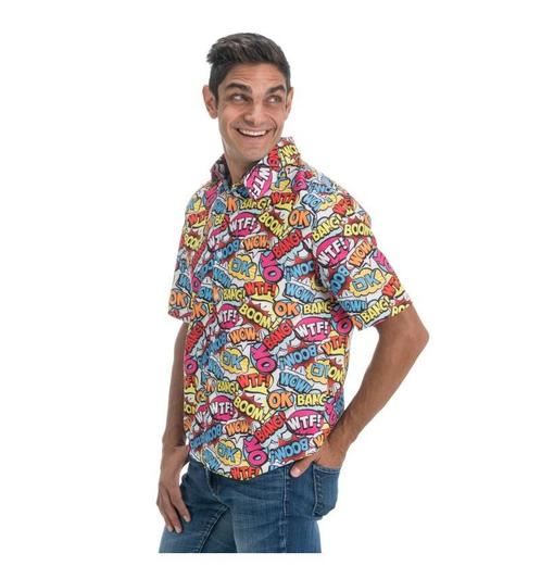 90s Blouse Cartoon gekleurde Tekstwolkjes, Kleding | Heren, Carnavalskleding en Feestkleding, Nieuw, Ophalen of Verzenden