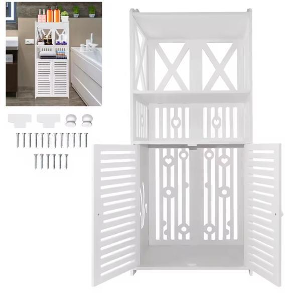 Compacte Badkameropbergkast met Dubbele Deur – PVC, Huis en Inrichting, Badkamer | Badkamermeubels, Nieuw, Verzenden