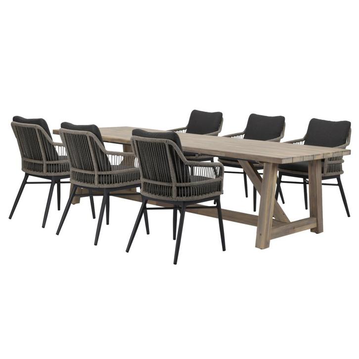 Catania Ravello dining tuinset 250x100xH76 cm 7 delig rope, Tuin en Terras, Tuinsets en Loungesets, Nieuw, Ophalen of Verzenden