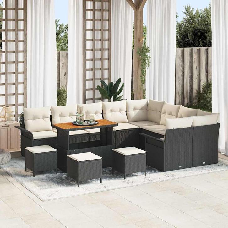 vidaXL Tuin Sofa Set 13 pcs Zwart poly rattan, Tuin en Terras, Tuinsets en Loungesets, Nieuw, Verzenden