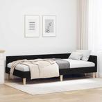 vidaXL Hoek Bed Frame Zwart 90 x 190 cm Stof en Geengineerd, Huis en Inrichting, Slaapkamer | Bedden, Verzenden, Nieuw, Zwart