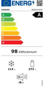 Samsung RB38A7CGTS9 koel-vriescombinatie Vrijstaand 387 l A, Verzenden, Nieuw