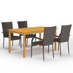 vidaXL 5-delige Tuinset bruin, Tuin en Terras, Tuinsets en Loungesets, 4 zitplaatsen, Nieuw, Tuinset, Verzenden