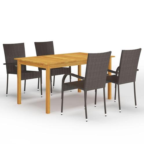 vidaXL 5-delige Tuinset bruin, Tuin en Terras, Tuinsets en Loungesets, Tuinset, Nieuw, 4 zitplaatsen, Hardhout, Verzenden