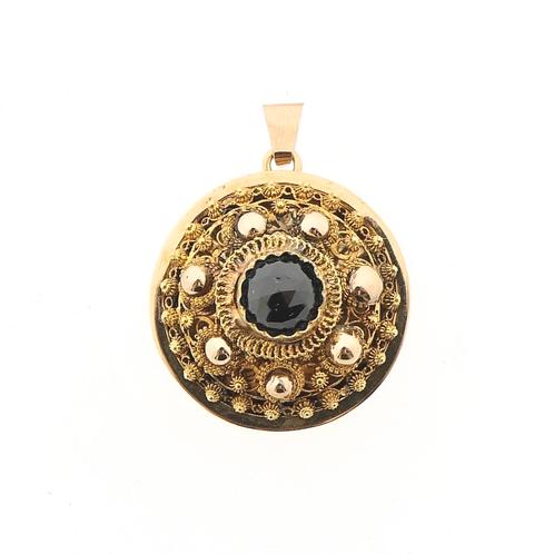 Antieke gouden hanger met granaat (vintage gouden hanger), Sieraden, Tassen en Uiterlijk, Bedels, Gebruikt, Overige merken, Goud