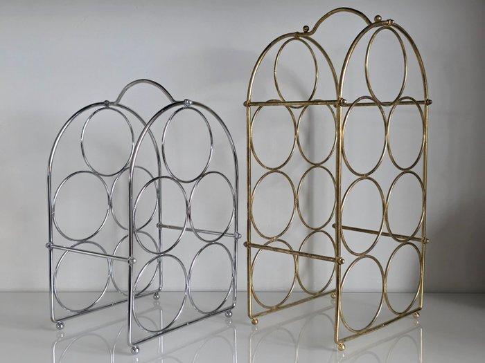 Wijnrek (2) - Chroom, Messing - geometrische rekken, Antiek en Kunst, Curiosa en Brocante