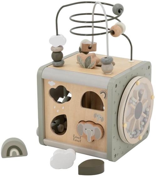 Label Label Olijfgroen Houten Activiteitenkubus LLWT-10237, Kinderen en Baby's, Speelgoed | Babyspeelgoed, Nieuw, Verzenden