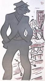 De ideale Staatsburger op spotprent (lijst optie, Lithos), Antiek en Kunst, Verzenden