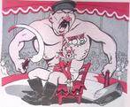 Marcel Cachin op schoot bij Stalin op spotprent (Lithos), Antiek en Kunst, Verzenden
