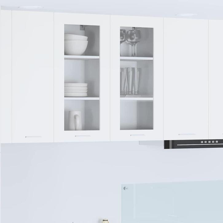 vidaXL Hangkast met opslag 2 pcs Wit 40 x 31 x 80 cm Bewerkt, Huis en Inrichting, Keuken | Keukenelementen, Wit, Nieuw, Verzenden