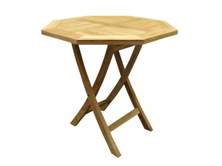 Klaptafel 80 cm achtkantig teak, Tuin en Terras, Tuintafels, Nieuw, Teakhout, Ophalen of Verzenden