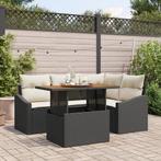 vidaXL 5-delige Tuinbankenset met kussens poly rattan zwart, Verzenden, Nieuw, Rotan