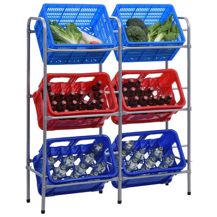 vidaXL Opbergrek voor 6 kratten 96x33x116 cm steel, Huis en Inrichting, Kasten | Stellingkasten, Nieuw, Verzenden