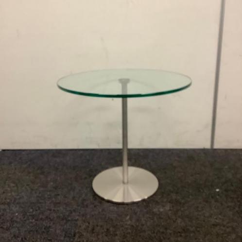 Tweedehands glazen bijzet tafel, (hxb) 40x45 cm, Metaform, Huis en Inrichting, Tafels | Salontafels, Gebruikt, Ophalen of Verzenden