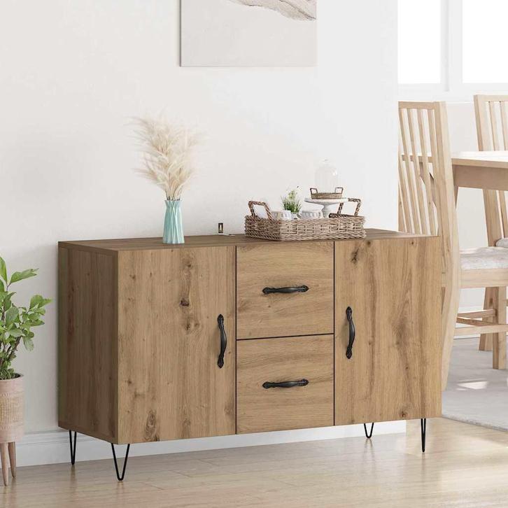 vidaXL Dressoir met lade Artisan Eiken 100 x 36 x 60 cm, Huis en Inrichting, Kasten | Dressoirs, Nieuw, Minder dan 50 cm, Overige houtsoorten