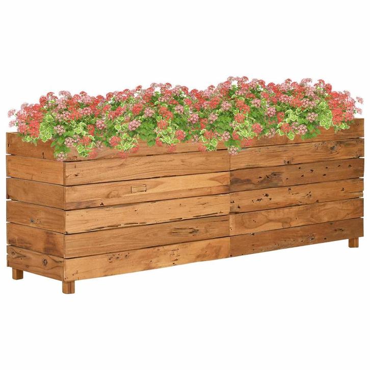 vidaXL Plantenbak verhoogd 150x40x55 cm gerecycled teakhout, Tuin en Terras, Bloembakken en Plantenbakken, 100 cm of meer, Nieuw