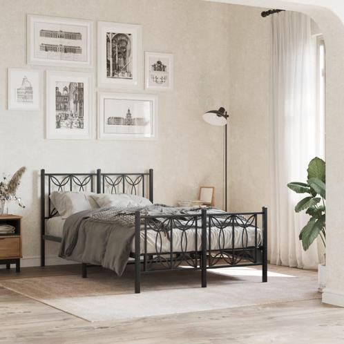 vidaXL Bedframe met hoofd- en voeteneinde metaal zwart, Huis en Inrichting, Slaapkamer | Bedden, 120 cm, 190 cm of minder, Zwart
