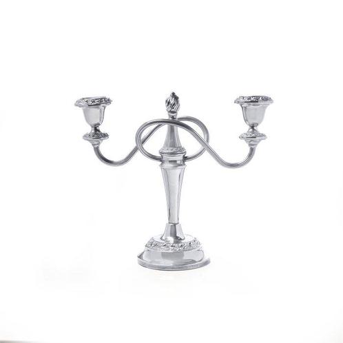 Pair of Antique Silver-Plated Two-Branch Candelabras -, Antiek en Kunst, Curiosa en Brocante