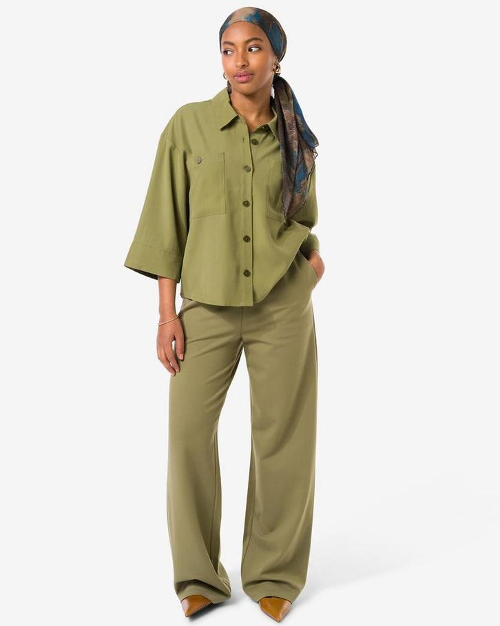 HEMA Damesbroek Wendy wide leg olijf, Kleding | Dames, Overige Dameskleding, Nieuw, Verzenden