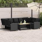 vidaXL Tuinbank met kussens poly rattan zwart, Tuin en Terras, Verzenden, Nieuw, Rotan, Meer dan 8 zitplaatsen