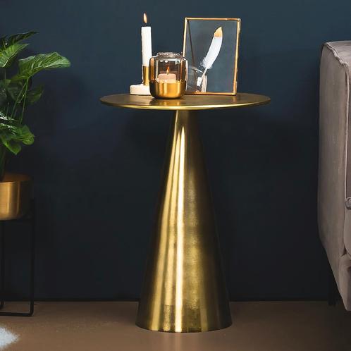 *WOONWINKEL* Kave Home Rhet Ronde Metalen Bijzettafel Goud, Huis en Inrichting, Tafels | Bijzettafels, Nieuw, Verzenden