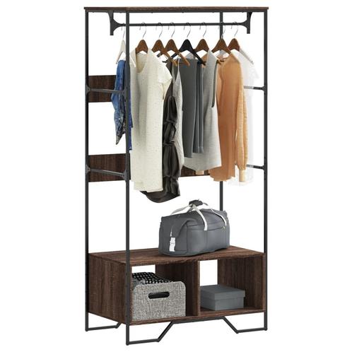 vidaXL Kledingkast 90x50x180 cm bewerkt hout bruin, Kleding | Dames, Kledingrekken, Nieuw, Verzenden