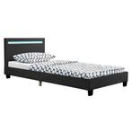 Gestoffeerd Bed Verona - 90 x 200 cm - Zwart - LED verlichti, Verzenden, Nieuw