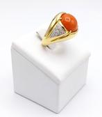 Ring - 18 karaat Witgoud Koraal - Diamant, Sieraden, Tassen en Uiterlijk, Ringen, Nieuw