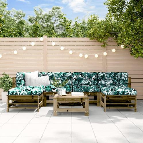 vidaXL 7-delige Loungeset geïmpregneerd grenenhout, Tuin en Terras, Tuinsets en Loungesets, Loungeset, Nieuw, 7 zitplaatsen, Verzenden